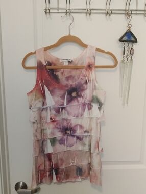 Coldwater Creek Pink and Mauve Watercolor Floral Top